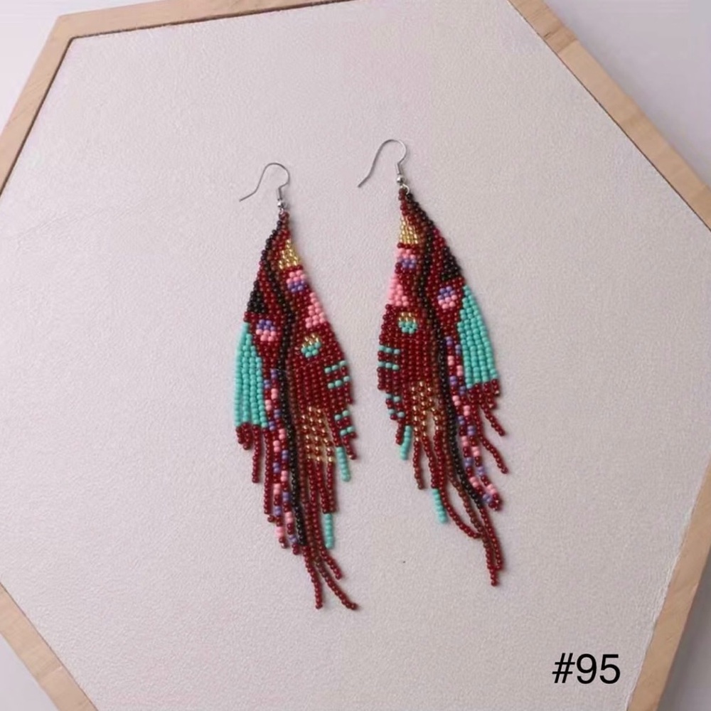 #95 | Seed Bead Fringe Dangle Earrings
